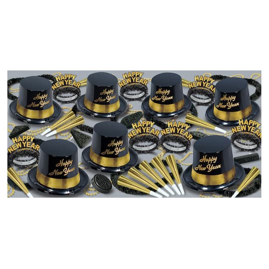 Beistle Black & Gold New Year Legacy Party Favor Kit for 25